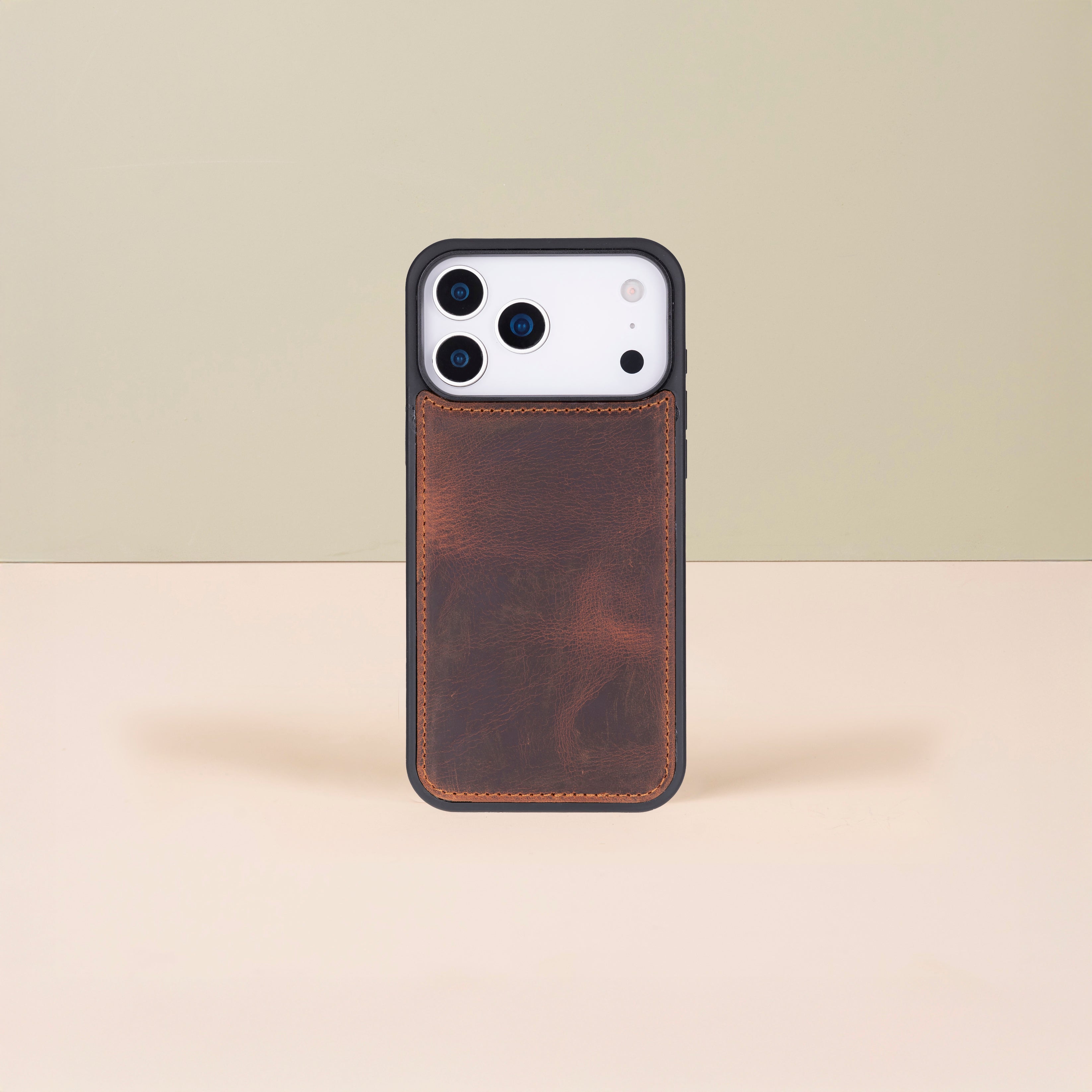 Leather iPhone 17 Pro Wallet Case – Brown - Austin