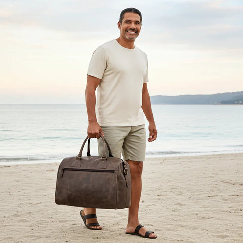 Crazy Horse Leather Weekender Bag – Full-Grain Travel Duffel with Laptop Pocket
